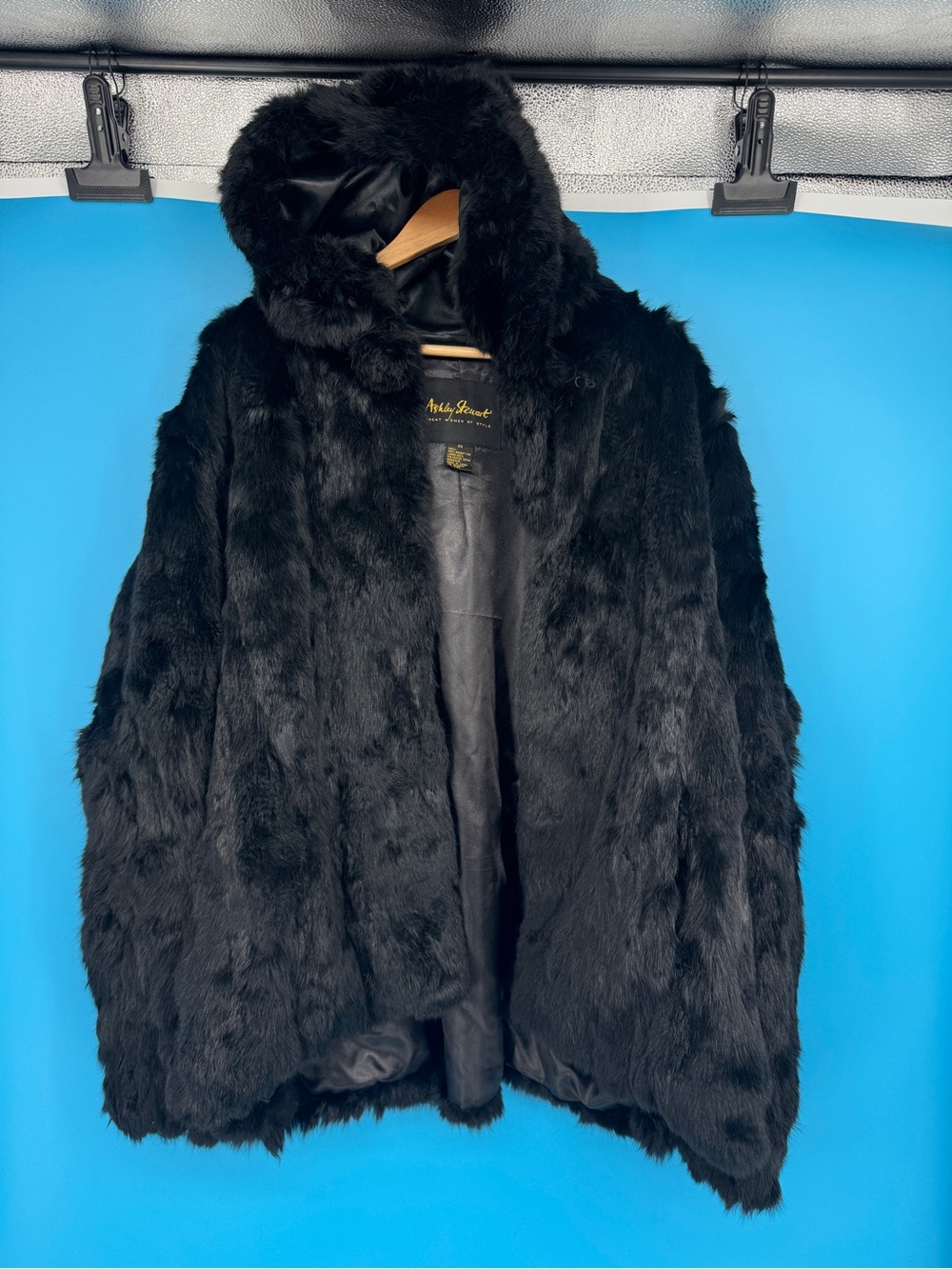 Ashley Stewart Black Fur Hooded Jacket